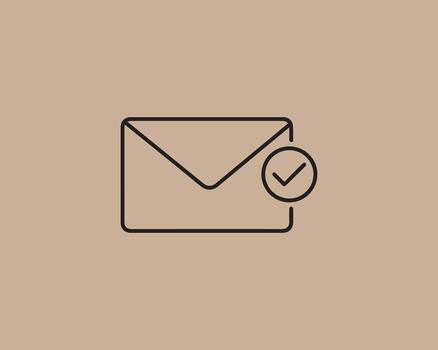 Email confirmation icon with a checkmark on a neutral background vector
