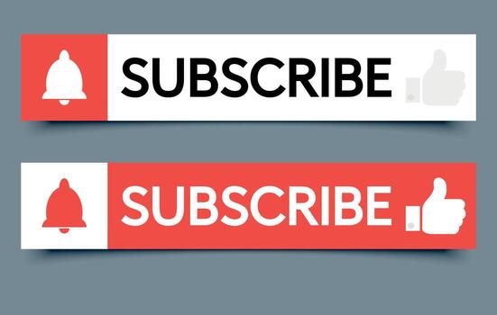 Red button subscribe to channel, blog vector