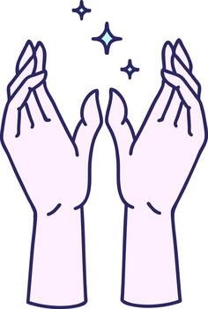 Two hands with stars in them, one with a star and one with a star vector