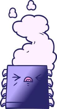 A cartoon computer with cloud over it vector