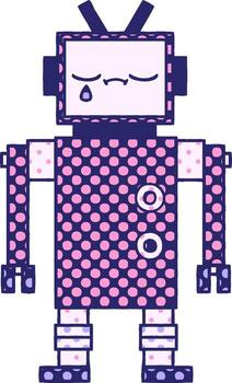 A pixel robot with polka dots on it vector