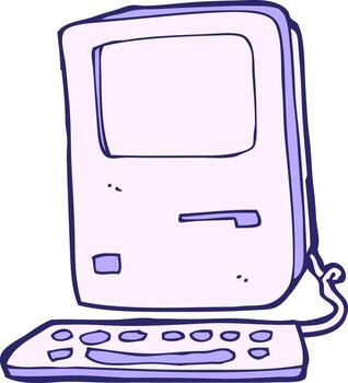 A cartoon computer with a keyboard and mouse vector