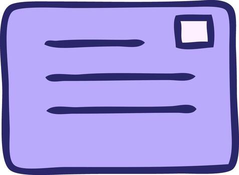 A purple envelope with a square line on it vector
