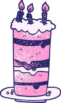 A pink cake with candles on top vector