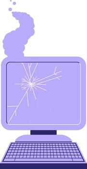 broken computer graphic illustration icon in bright neon color vector