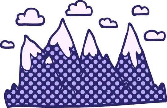 A mountain range with clouds and polka dots vector