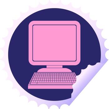 un rosado computadora con un ratón y teclado vector