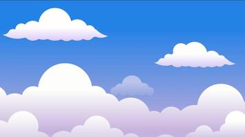 Animated clouds floating in a bright blue sky with soft gradients, creating a calm and serene atmosphere. video