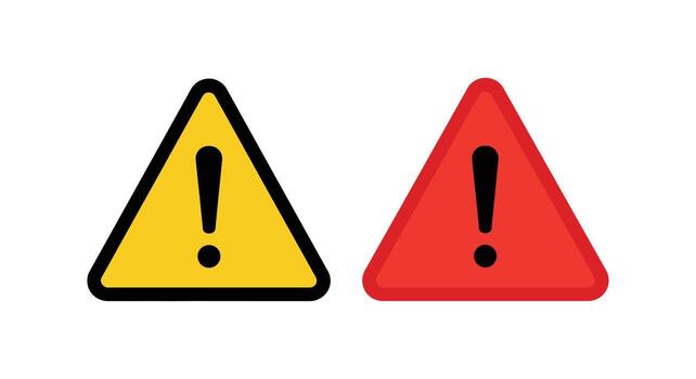 Two warning signs with the same color and shape vector