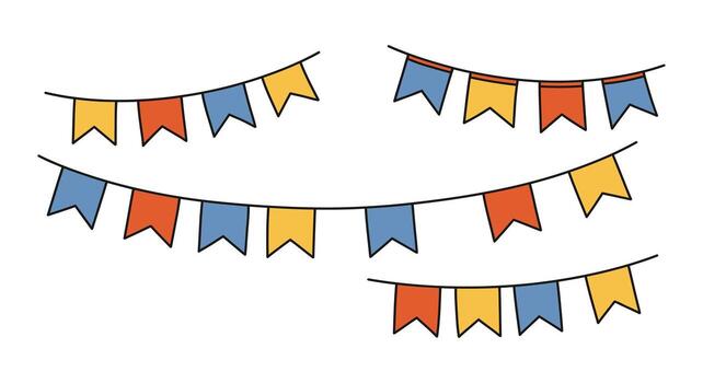 A set of colorful bunting flags on a white background vector