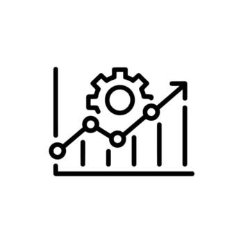 Data Analysis and Business Growth Chart with Gear, Visualizing Progress and Strategic Management vector