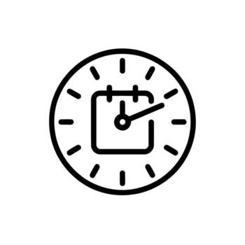 Black and White Icon of a Clock with Calendar Symbol Inside Indicating Appointment Time vector