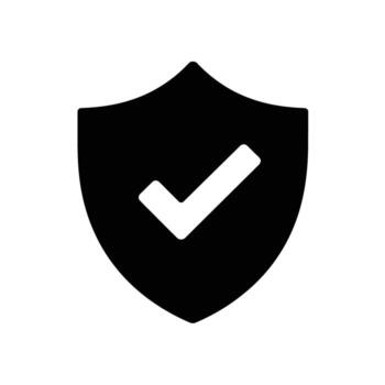 seguridad proteger marca de verificación icono símbolo para proteccion y la seguridad en un blanco aislado antecedentes vector