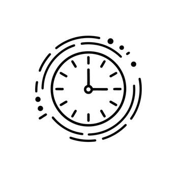Clock Face with Time Passage Around It Symbolizing Deadlines and Urgency Black and White vector
