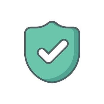Turquoise Shield with White Checkmark Symbolizing Protection Security and Approval on a White Background vector