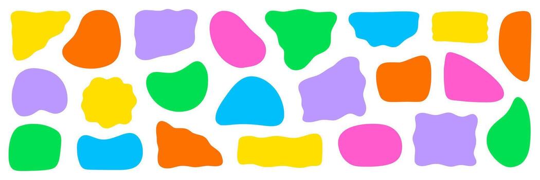 Abstract organic shape round irregular form set. Liquid organic blob curve fluid shape figure. Abstract liquid bubble, wavy different form. Soft round oval pattern background. vector