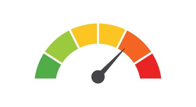 A meter with a red, green and yellow color scale vector