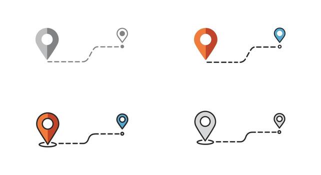 Four different colored pinpoints on a white background vector