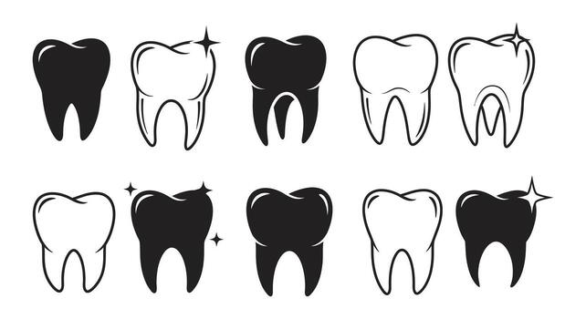 A set of tooth icons with different colors vector