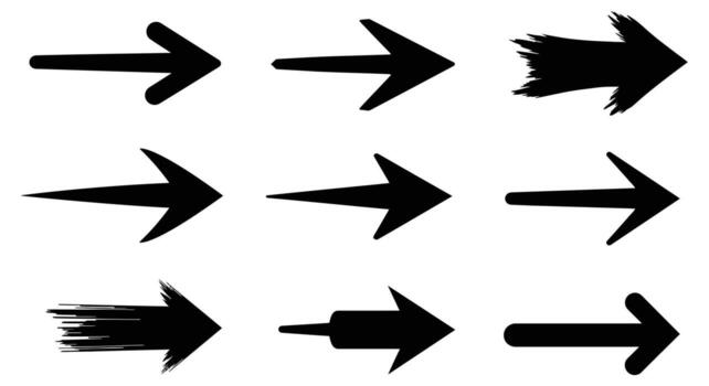 A set of black arrows pointing in different directions vector