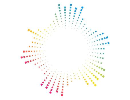 Circular sound wave with dotted equalizer bars. Neon audio spectrum for music visualization, radar signal, or voice recognition. vector