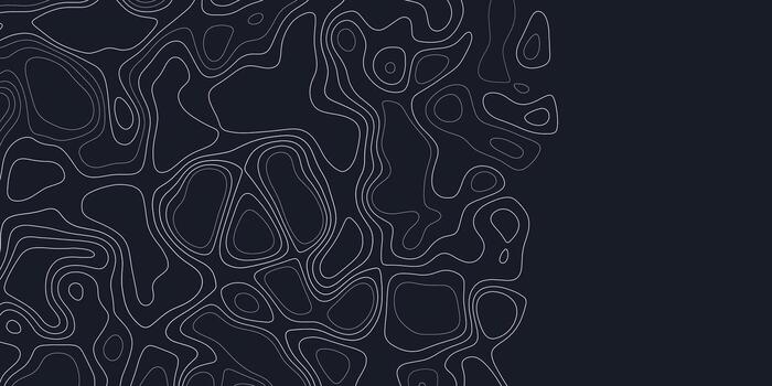 Modern abstract black background with white contour lines creating an intricate design and flowing shapes vector