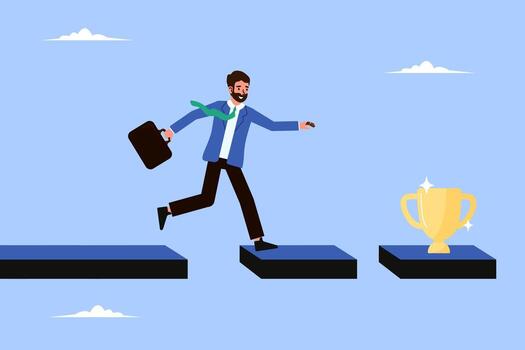 illustration aimed at the goal, increase motivation, way to achieve the goal, teamwork, help in overcoming obstacles in the form of support . vector