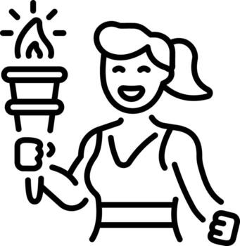 A linear icon denoting a person holding a protest torch vector