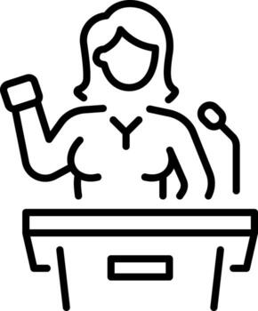 A line style icon showing speech public speaking vector