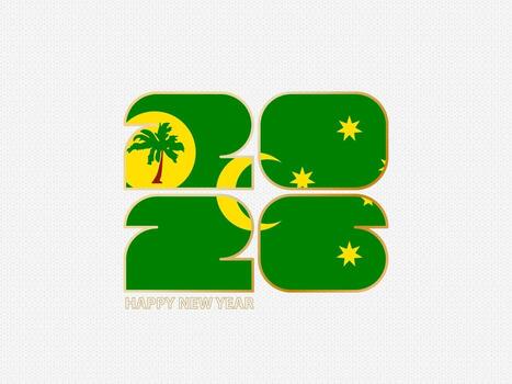 Abstract numbers 2026 with flag of Cocos Islands. vector