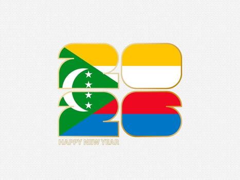 Abstract numbers 2026 with flag of Comoros. vector