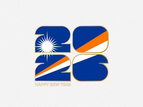 Abstract numbers 2026 with flag of Marshall Islands. vector
