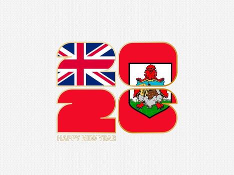 Abstract numbers 2026 with flag of Bermuda. vector