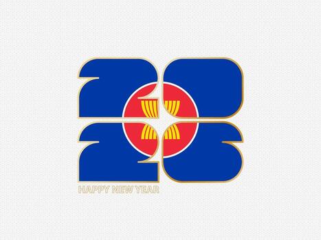 Abstract numbers 2026 with flag of ASEAN. vector