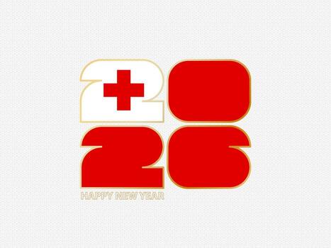 Abstract numbers 2026 with flag of Tonga. vector