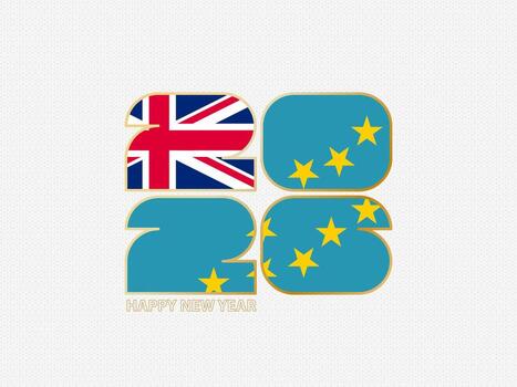 Abstract numbers 2026 with flag of Tuvalu. vector