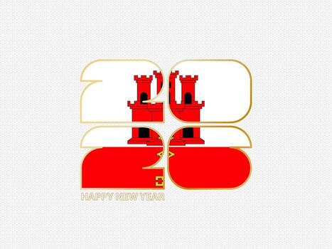 Abstract numbers 2026 with flag of Gibraltar. vector