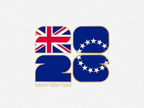 Abstract numbers 2026 with flag of Cook Islands. vector