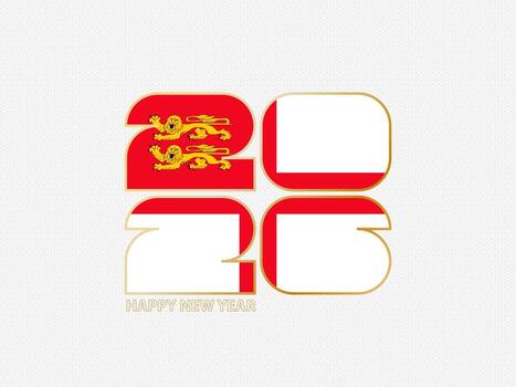 Abstract numbers 2026 with flag of Sark. vector