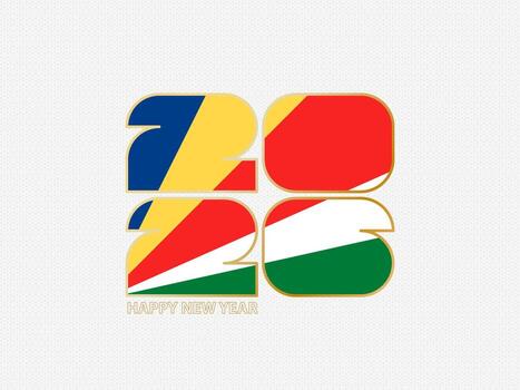 Abstract numbers 2026 with flag of Seychelles. vector