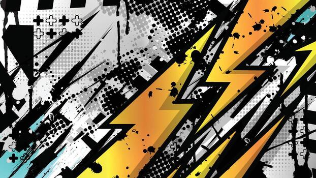 an abstract background with lightning bolts and other shapes vector