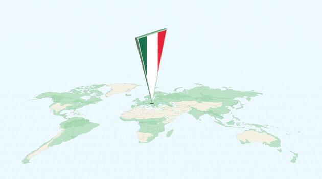 Highlighted Hungary on Global Map with 3D Flag Location Pin of Hungary. vector