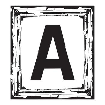 negrita letra un dentro un afligido grunge rectangular negro marco frontera en blanco fondo, ideal para carteles, pancartas, huellas dactilares, colegio proyectos, digital obra de arte, y tipografía. vector