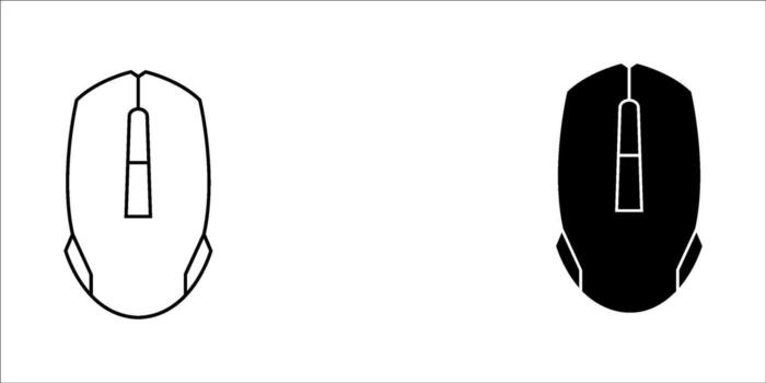 computadora ratón icono colocar, computadora ratón cursor, hacer clic ratón puntero contorno estilo vector