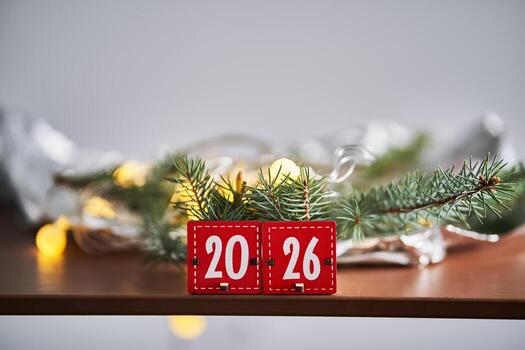 Two boxes from an Advent calendar that make up the number 2026. photo