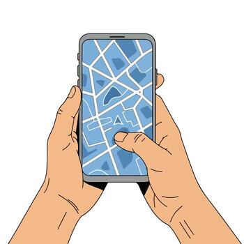 cómo a utilizar google mapas en tu teléfono inteligente vector