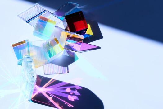 prismático reflexión. resumen composición de vistoso prismas fundición vibrante ligero patrones foto
