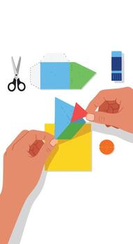 Hands cutting out paper airplanes with scissors vector