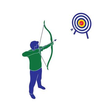 A man is aiming at a target with an arrow vector