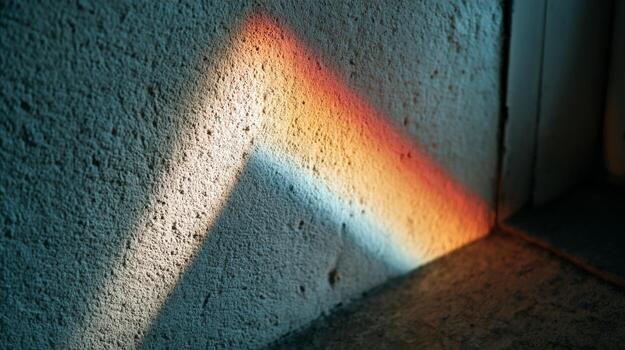 Rainbow light prism effect on wall texture abstract background home interior design photo